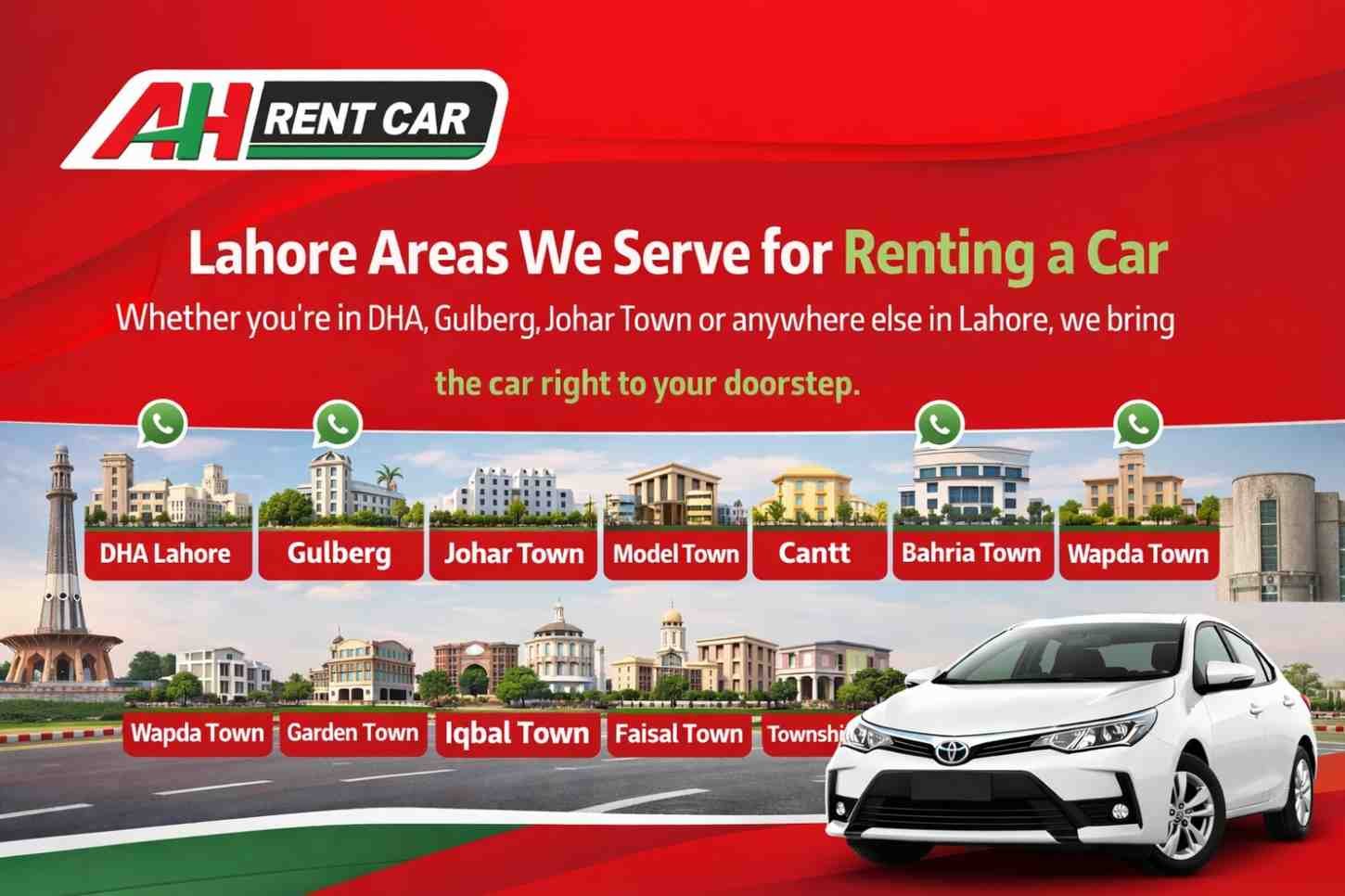 Rent a car Lahore locations