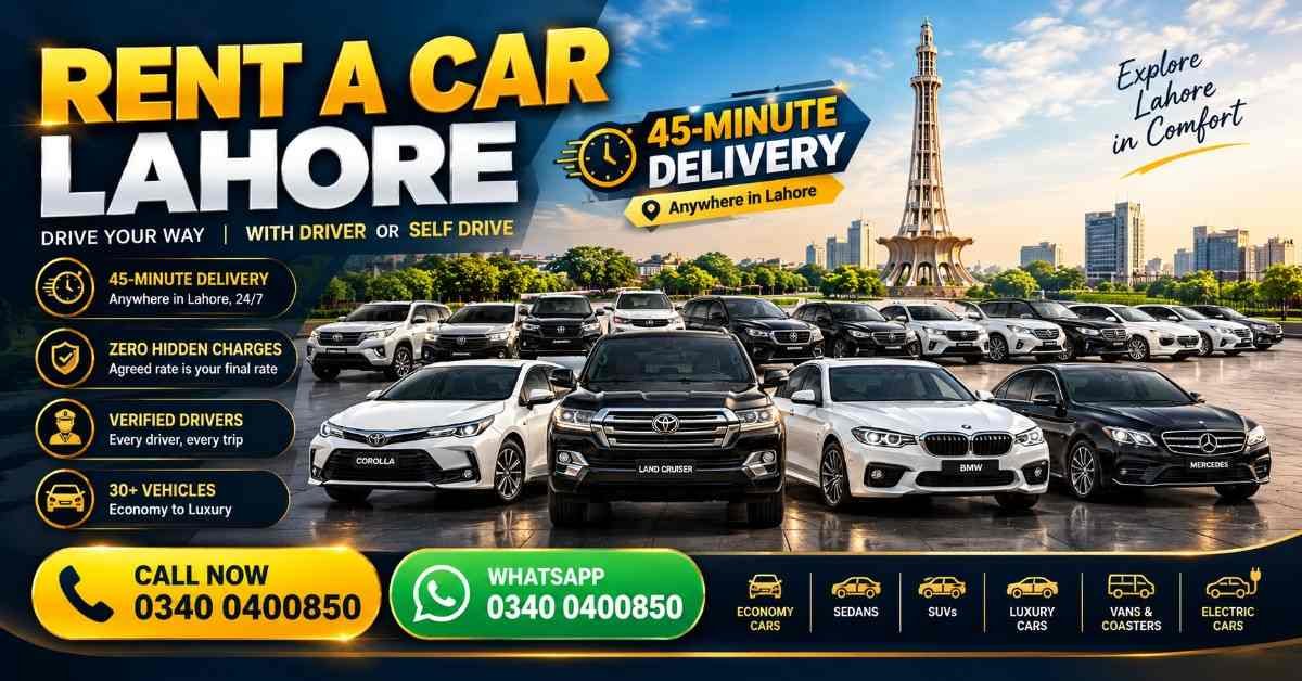 AH Rent a Car Lahore cars available for self-drive or with a driver
